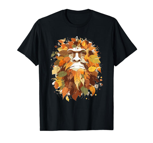 Bigfoot Fall Leaves Thanksgiving Day Sasquatch Autumn T-Shirt