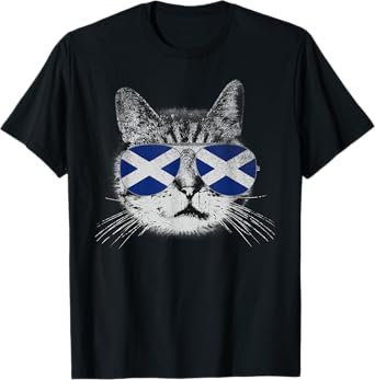 Cat Shirt Scottish Scotland Flag Country Retro Funny T-Shirt