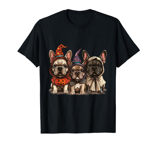 Cute French Bulldogs Halloween Pumpkin Frenchie Puppy Dogs T-Shirt