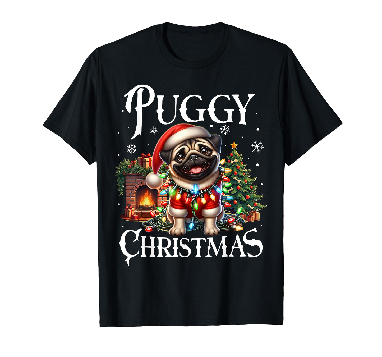 Puggy Christmas Pug Xmas Pug Santa Claus Pug T-Shirt