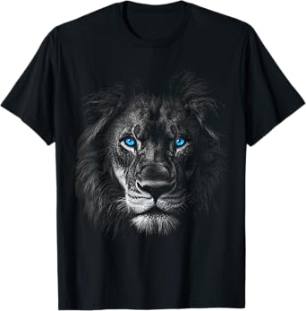 Lion Animal Motif Blue Eyes Artwork Lion T-Shirt