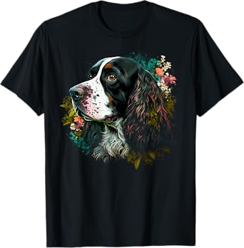 Cute Flower summer Floral English Springer Spaniel Men Women Kids T-Shirt