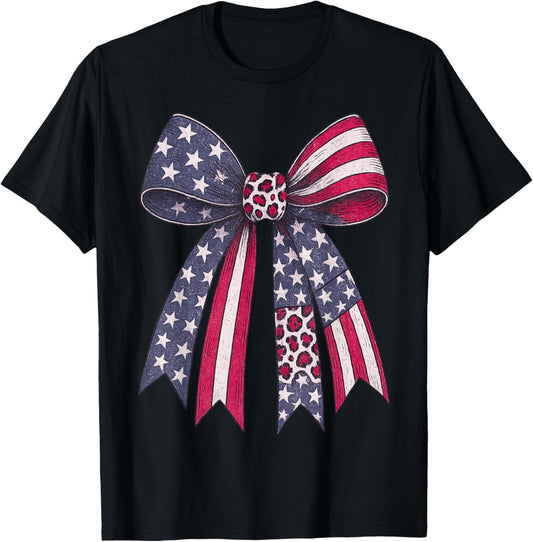 Vintage USA Bow in Red White Blue for Patriotic 4th Of July T-Shirt