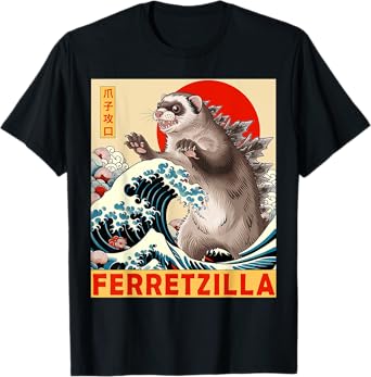 Ferret Japanese Art Funny Ferret Gifts For Men Women Kids T-Shirt