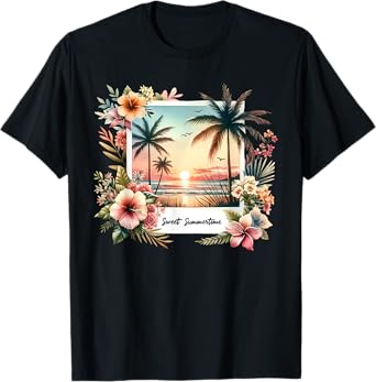 Sweet Summertime Summer Vacation Hawaii Beach Coconut Sunset T-Shirt
