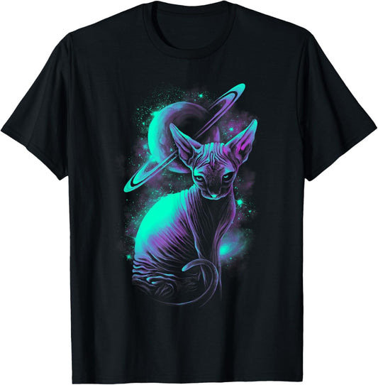 Cat In Space, Saturn Shirt, Cute Cat T-shirt, Hairless Cat T-Shirt