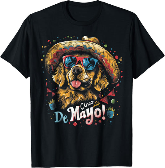 Golden Retriever Dog - Funny Cinco De Mayo Men Women Mexican T-Shirt