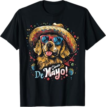 Golden Retriever Dog - Funny Cinco De Mayo Men Women Mexican T-Shirt