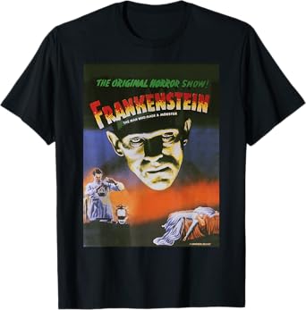 Universal Monsters Distressed Frankenstein Movie Poster T-Shirt