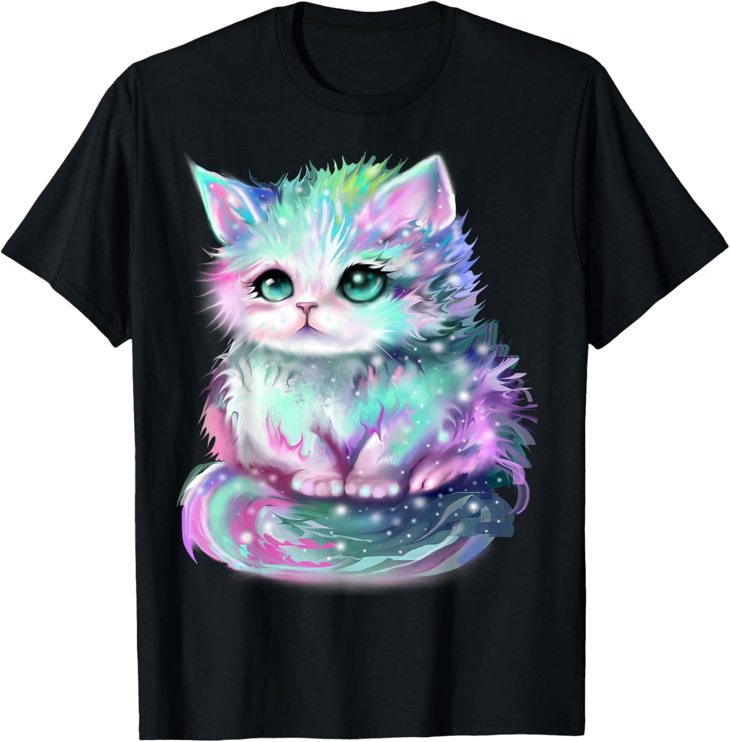 Cute Cat Galaxy Pastel Rainbow colored colorful cat T-Shirt