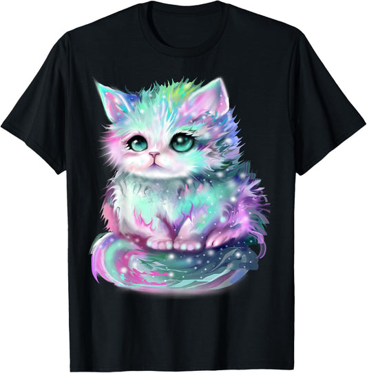 Cute Cat Galaxy Pastel Rainbow colored colorful cat T-Shirt