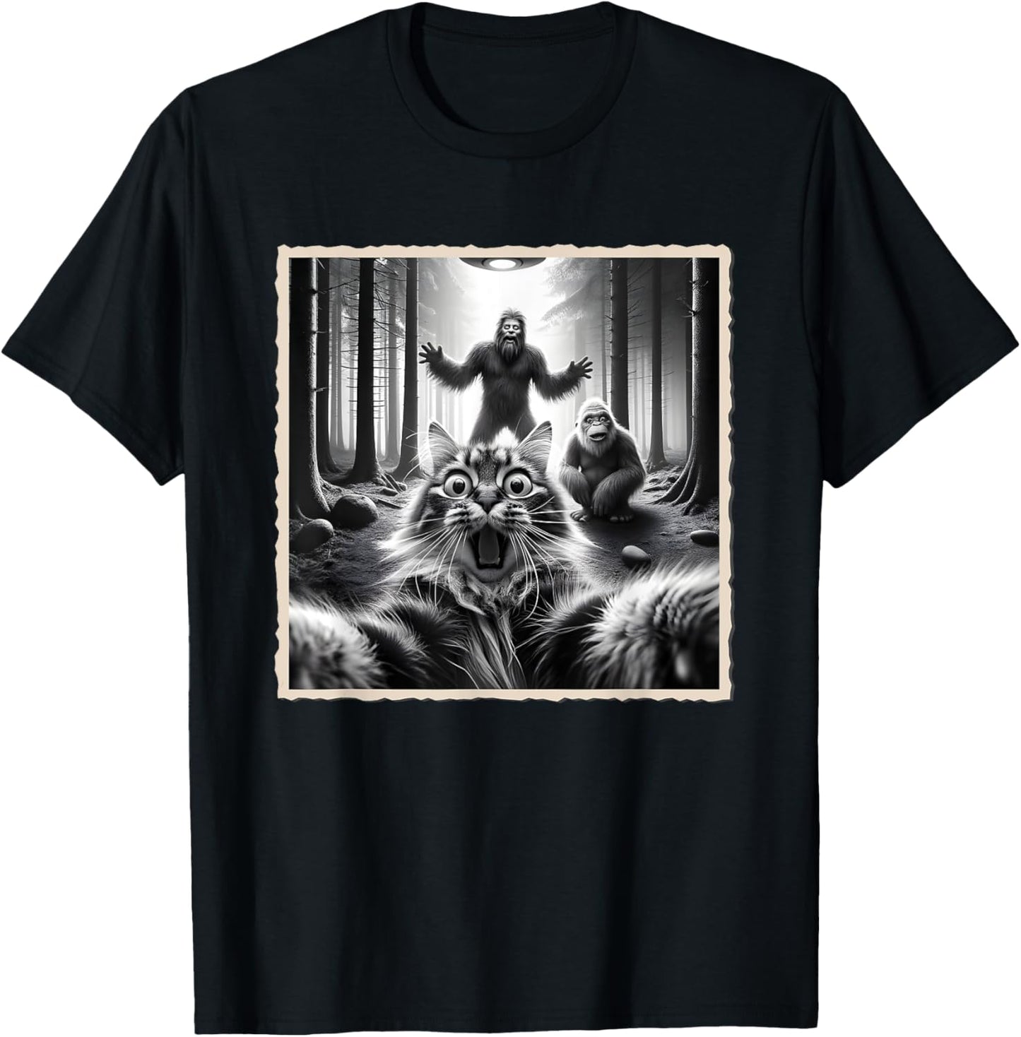 Cat Selfie With Bigfoot; Funny Sasquatch & Cat T-Shirt