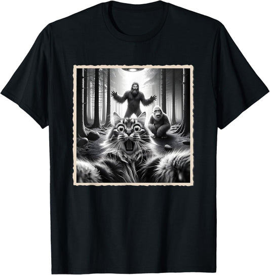 Cat Selfie With Bigfoot; Funny Sasquatch & Cat T-Shirt