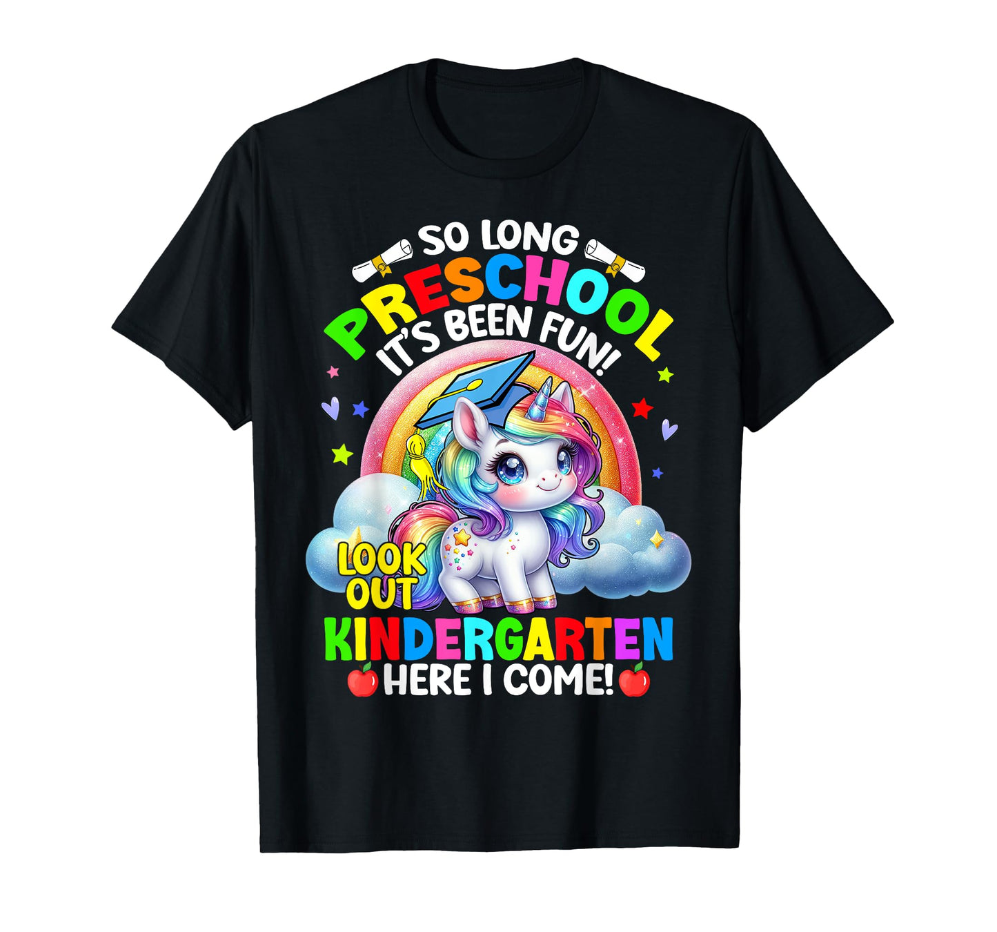 Preschool Graduation 2025 Unicorn Girl 1st Grade Here I Come T-Shirt