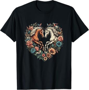 Horse Love Heart Equestrian Horse Rider Lovers T-Shirt