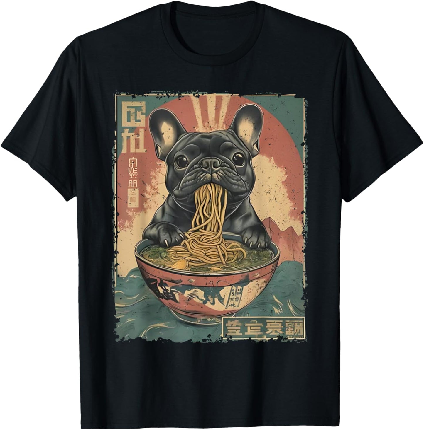 French Bulldog Ramen Japanese Funny Graphic Kawaii Dog Anime T-Shirt