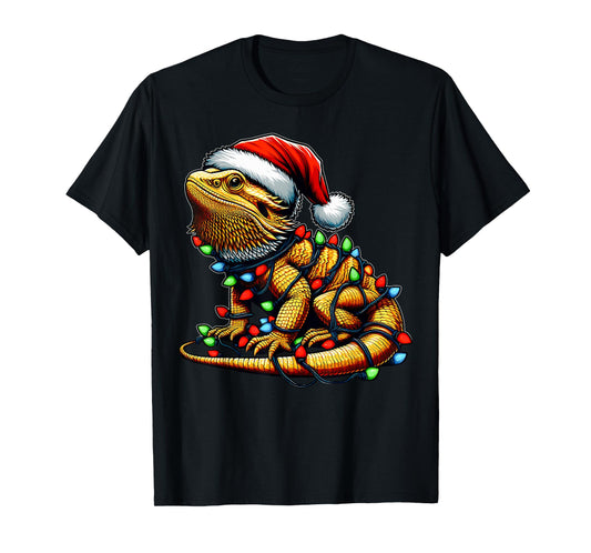 Bearded Dragon Lizard Christmas Hat Xmas T-Shirt