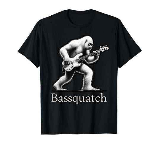 Bassquatch Bigfoot Playing Bass Guitar – Funny Sasquatch T-Shirt
