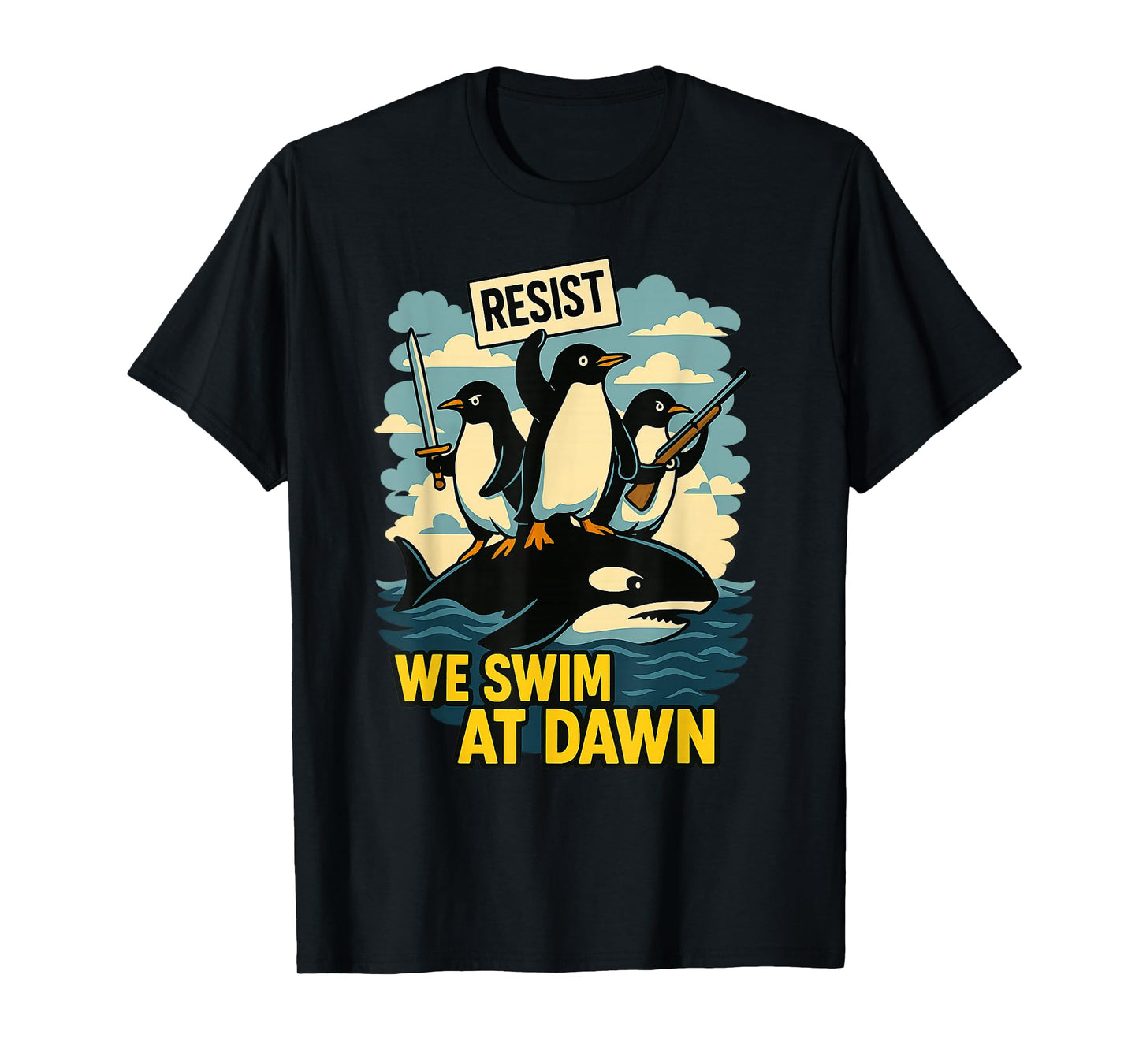 Resist Penguin Activism Graphic Design T-Shirt