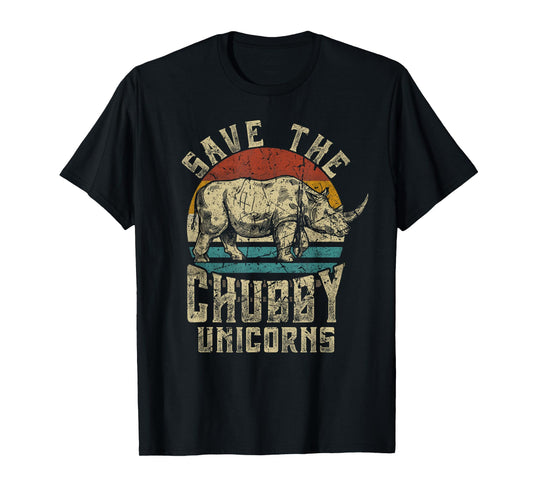 save the chubby unicorn rhino retro vintage T-Shirt