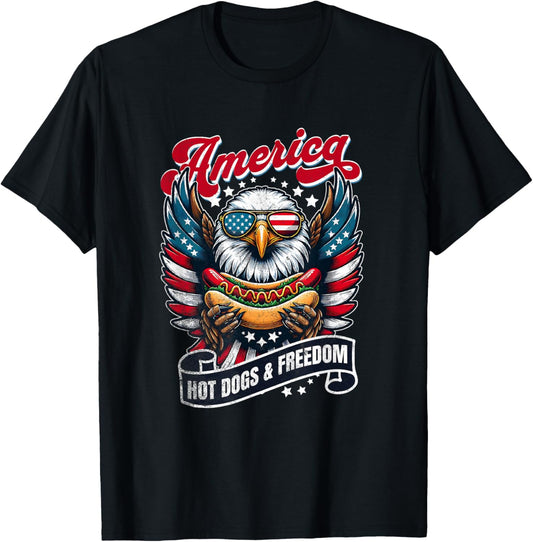 4th of July America Hot Dogs And Freedom Eagle Patriotic T-Shirt