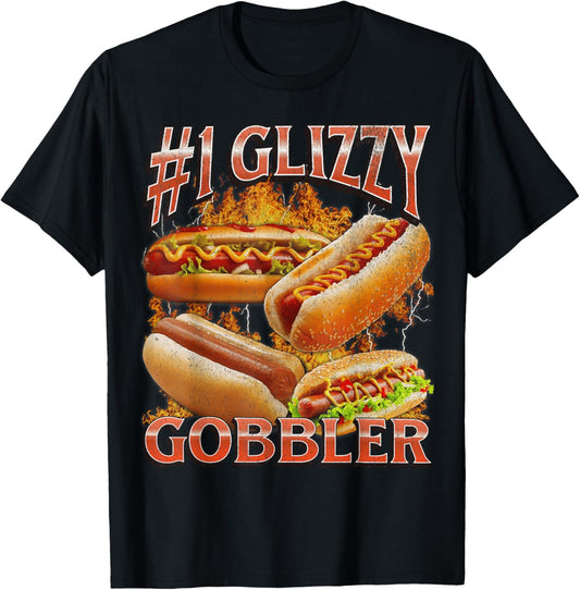 Glizzy Gobbler Funny Wiener Hot Dog Meme Bootleg Graphic T-Shirt