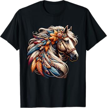Floral Wild Horse Western Country Horse Riding T-Shirt