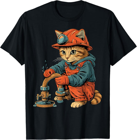 Funny Cat Plumber T-Shirt