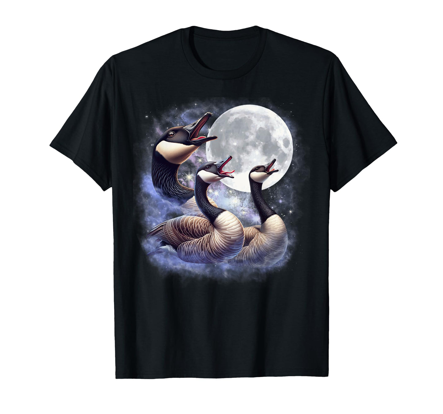 Three Geese Moon Funny Goose Howling Wolfs Moon Parody T-Shirt