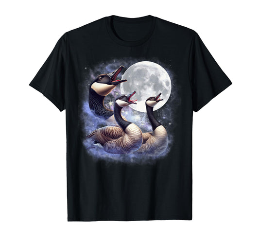 Three Geese Moon Funny Goose Howling Wolfs Moon Parody T-Shirt