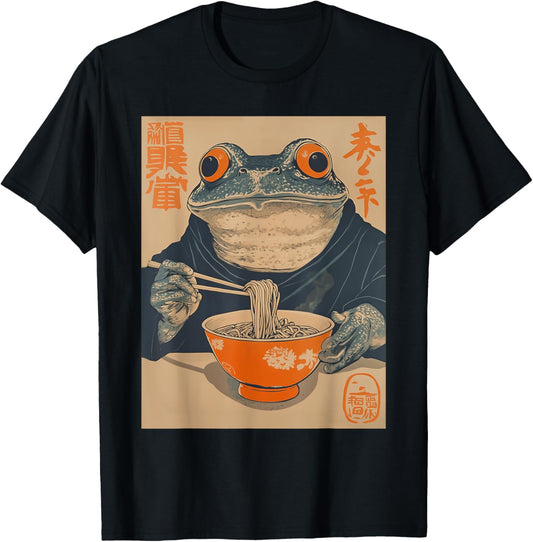 " Kawaii Frog Eating Ramen Noodles Japanese" T-Shirt