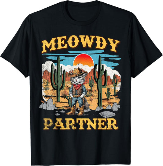 Meowdy Partner Western Cowboy Vintage Cat T-Shirt