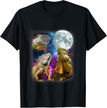Three Iguanas Howling At The Moon Funny Lover Animals T-Shirt