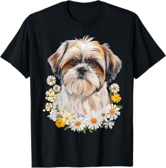 Floral Shih Tzu T-Shirt