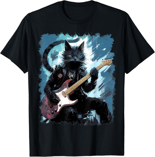Rock Guitar Black Cat Guitarist T-Shirt