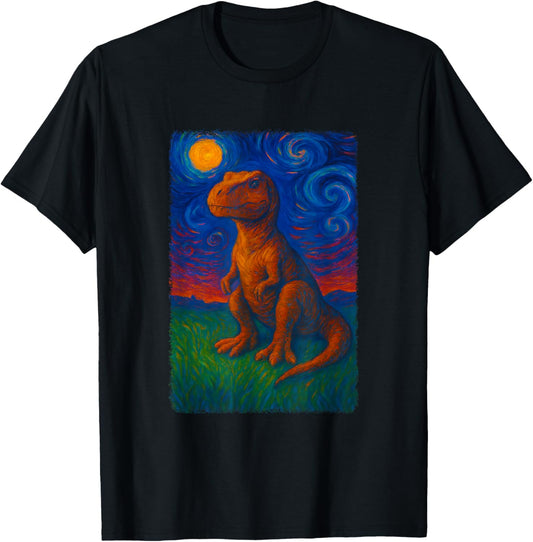 Dinosaur Starry Night Colorful Art for Men Women Kids T-Shirt