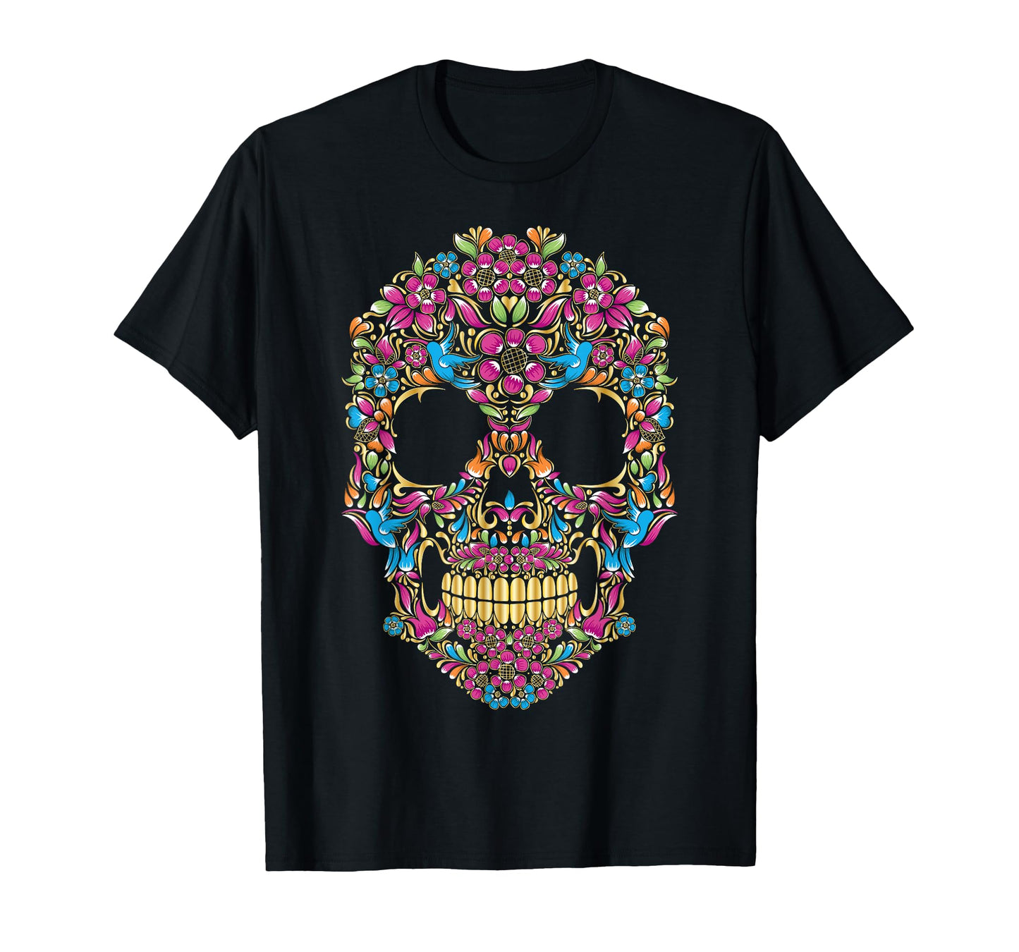 Colourful sugar skulls with flowers and birds | Camiseta T-Shirt
