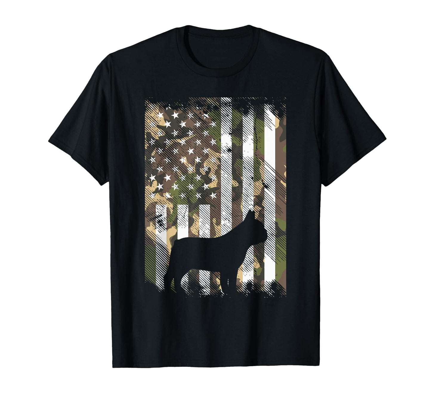 Camo US Flag French Bulldog Frenchie Patriot Dog Lover Gift T-Shirt