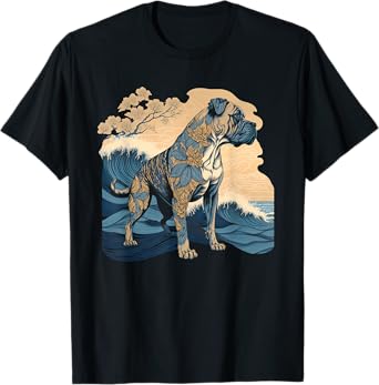 Surrealism Japanese Painting Presa Canario dog T-Shirt for Men Women Kids