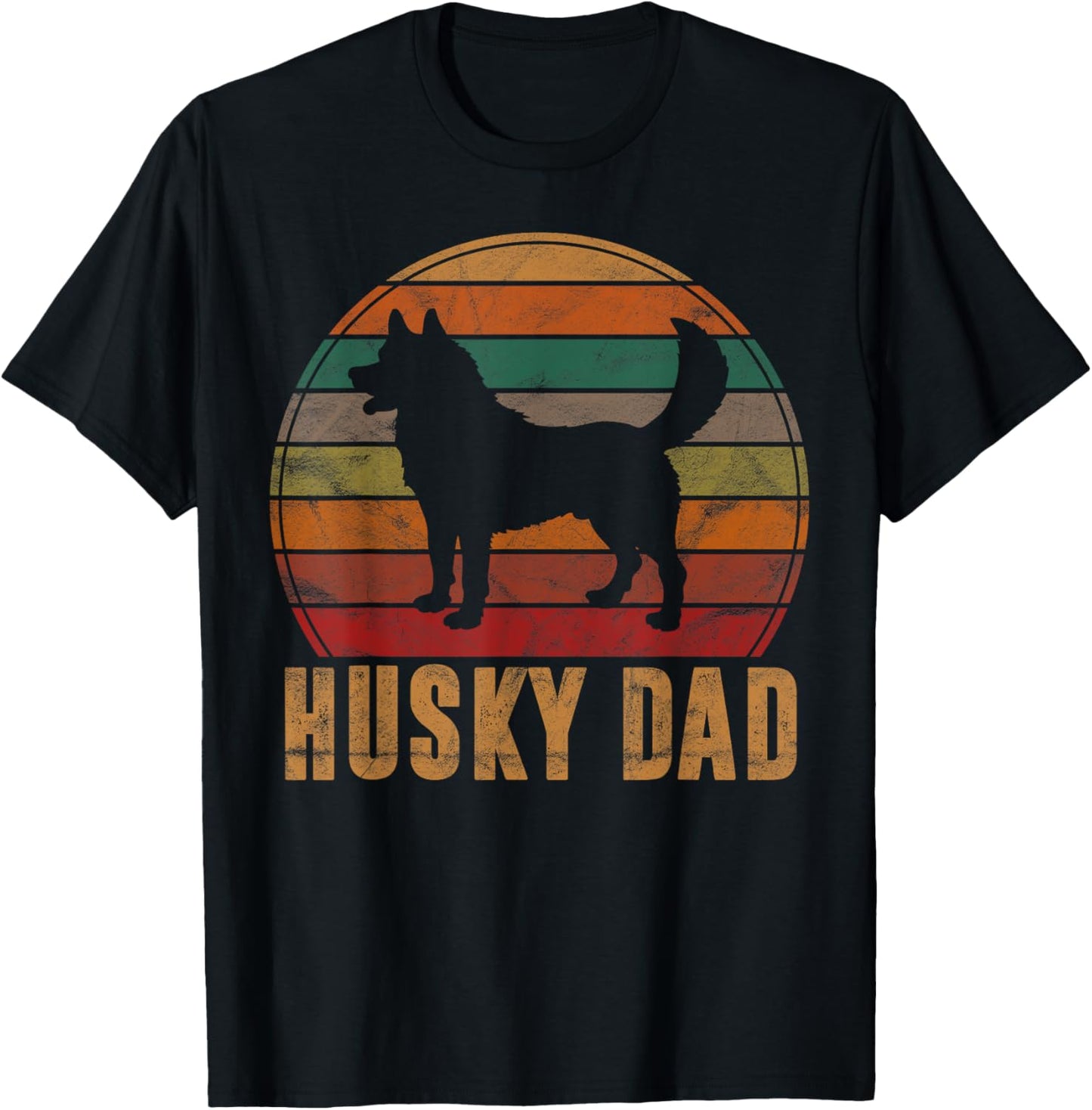 Retro Husky Dad Gift Dog Owner Pet Siberian Huskies Father T-Shirt