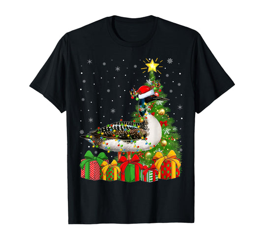 Loon Lighting Xmas Tree Santa Hat Loon Christmas T-Shirt