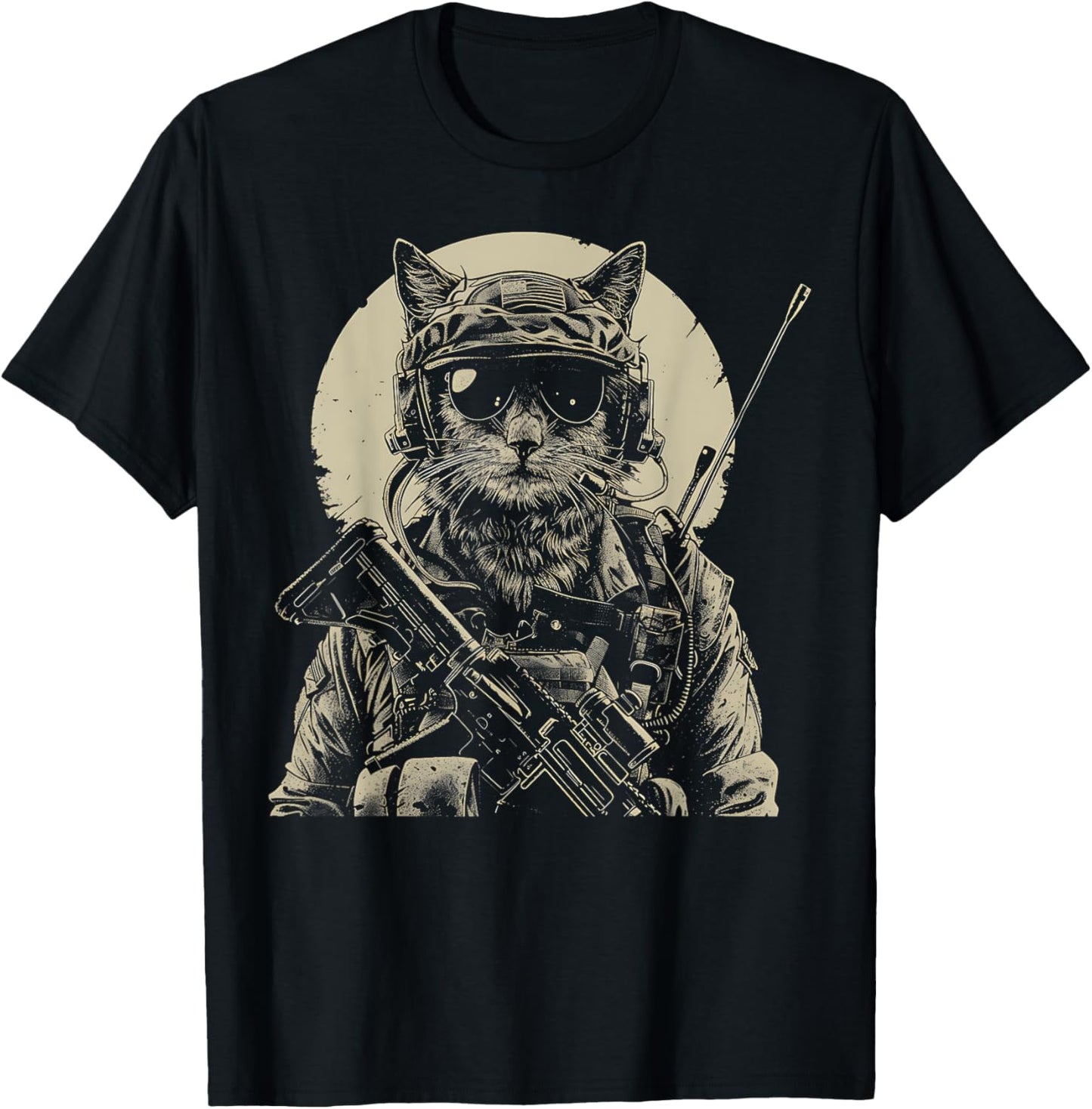 Military Cat Tactical Gear Veteran Soldier Gift Idea T-Shirt