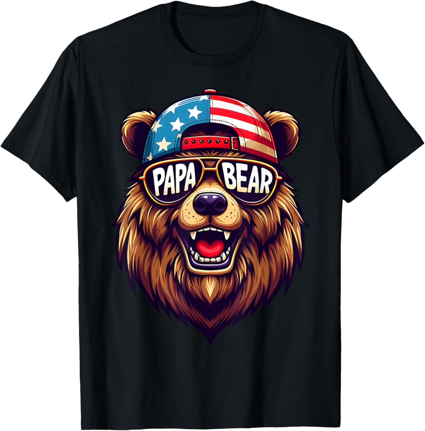 Papa Bear Shirt Fathers Day Gift US American Flag Best Dad T-Shirt for Men