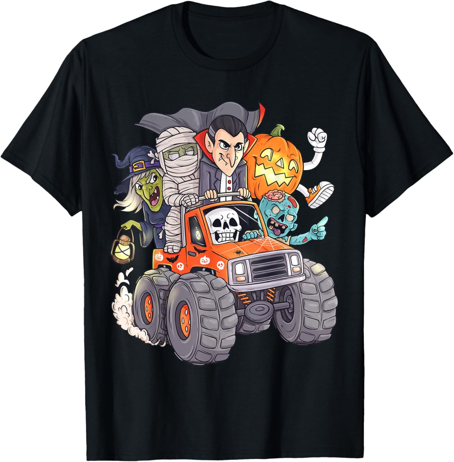 Halloween Skeleton Zombie Monster Truck Vampire Boys Kids T-Shirt
