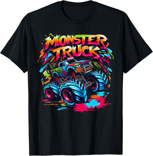 Monster Truck Retro Colorful Graffiti Toddlers Youth Adults T-Shirt