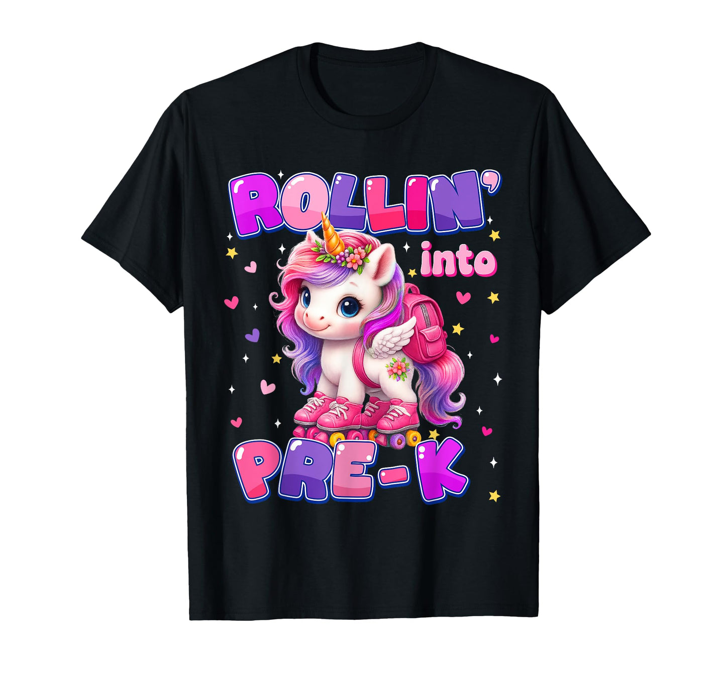 Rolling Into pre-k Unicorn First Day Of School Girls T-Shirt