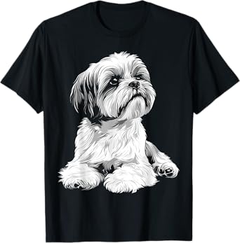 Shih Tzu Dog Motif Pet Illustration Shih Tzu T-Shirt for Men Women Kids
