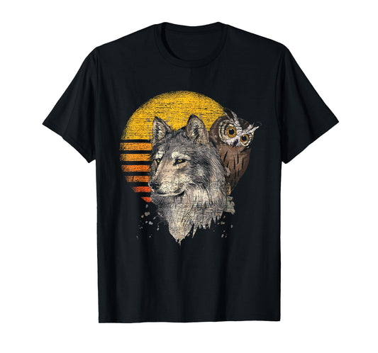 Retro Wolf Owl T-Shirt