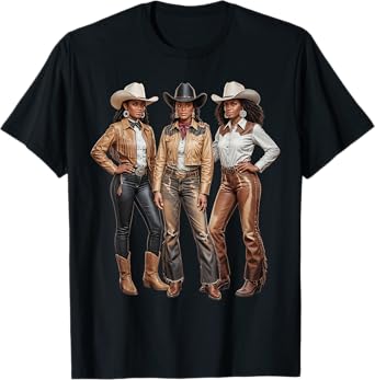 Black African American Cowgirl Western Country Texas Rodeo T-Shirt