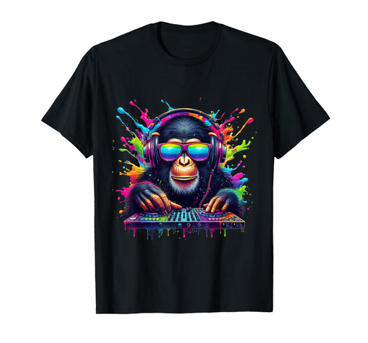 Neon DJ Monkey Rave EDM Festival Party Monkey T-Shirt